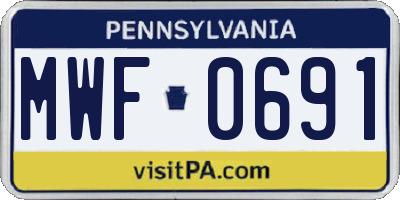 PA license plate MWF0691
