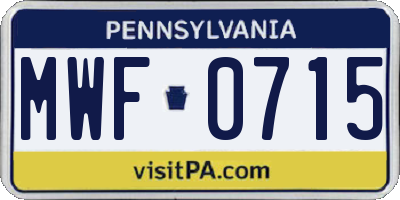 PA license plate MWF0715