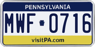 PA license plate MWF0716