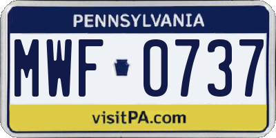 PA license plate MWF0737