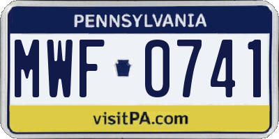 PA license plate MWF0741