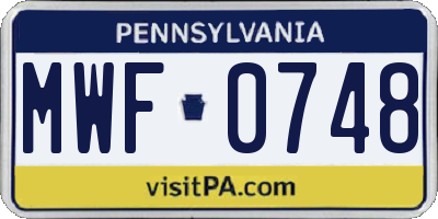 PA license plate MWF0748