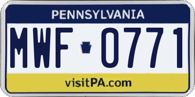 PA license plate MWF0771