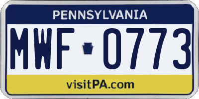 PA license plate MWF0773