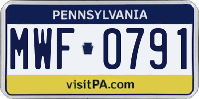 PA license plate MWF0791