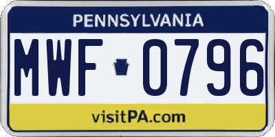 PA license plate MWF0796