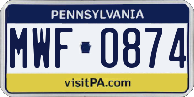 PA license plate MWF0874