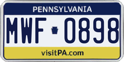 PA license plate MWF0898