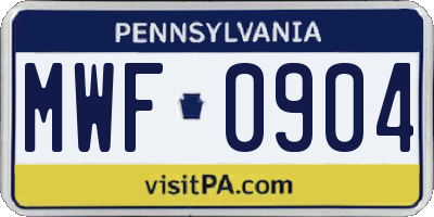 PA license plate MWF0904