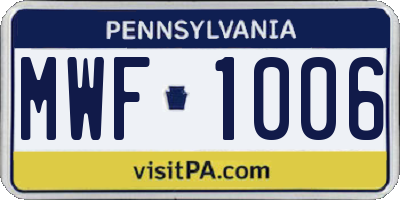 PA license plate MWF1006
