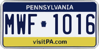PA license plate MWF1016