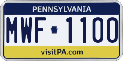 PA license plate MWF1100
