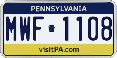 PA license plate MWF1108