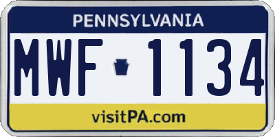 PA license plate MWF1134