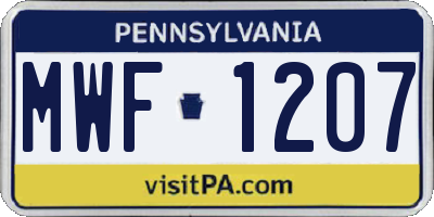PA license plate MWF1207