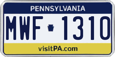 PA license plate MWF1310