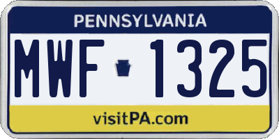 PA license plate MWF1325