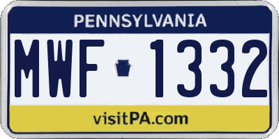 PA license plate MWF1332