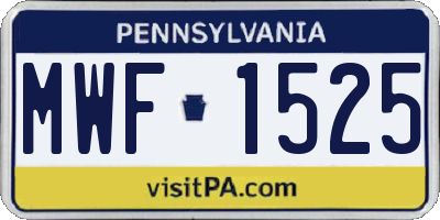 PA license plate MWF1525
