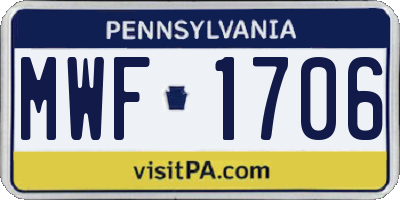 PA license plate MWF1706