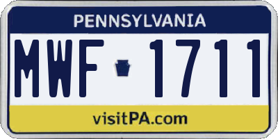 PA license plate MWF1711