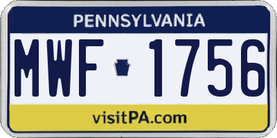 PA license plate MWF1756