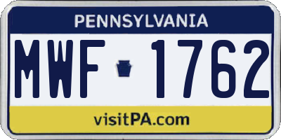PA license plate MWF1762