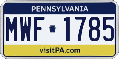 PA license plate MWF1785