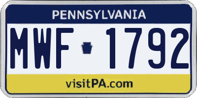 PA license plate MWF1792