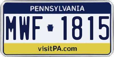 PA license plate MWF1815