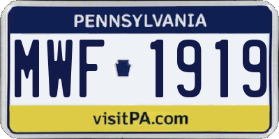 PA license plate MWF1919
