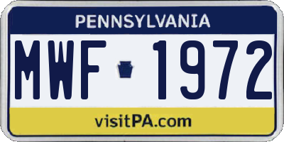 PA license plate MWF1972