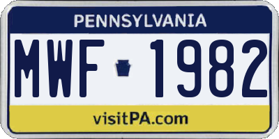 PA license plate MWF1982