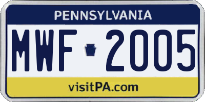 PA license plate MWF2005