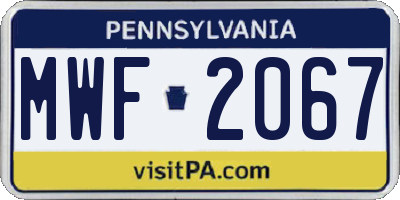 PA license plate MWF2067