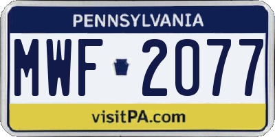 PA license plate MWF2077