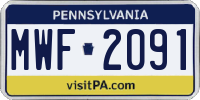 PA license plate MWF2091