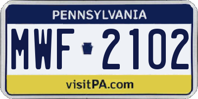 PA license plate MWF2102