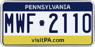 PA license plate MWF2110