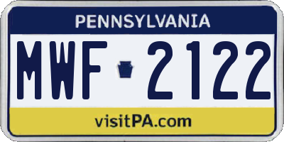 PA license plate MWF2122
