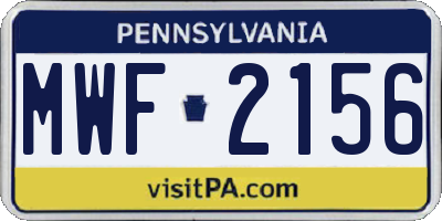 PA license plate MWF2156