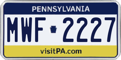 PA license plate MWF2227