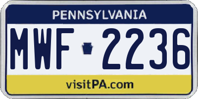 PA license plate MWF2236
