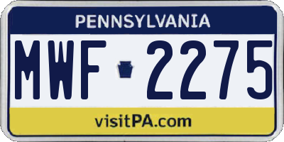 PA license plate MWF2275