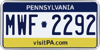 PA license plate MWF2292