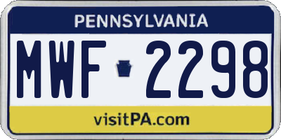 PA license plate MWF2298