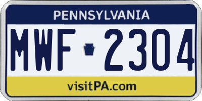 PA license plate MWF2304