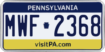 PA license plate MWF2368