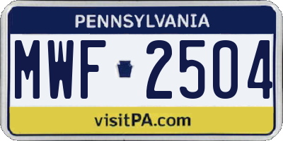 PA license plate MWF2504