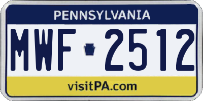 PA license plate MWF2512